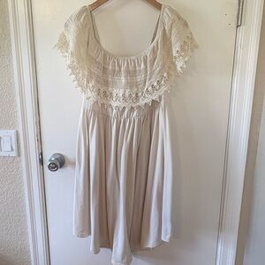 Cream Lace Off-Shoulder Dress